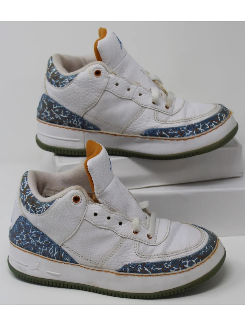 Nike Air Jordan Pre-School AJF 3 Shoes Size 13 C 323948-141 White Blue Orange